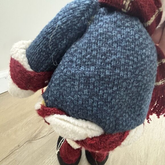 Weighted Standing Snowman Decor Knit Sweater Scarf Holiday Figure Cute - Picture 8 of 11